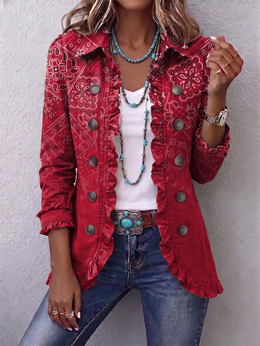 Clotilde - Chaqueta Paisley Degradé con Volantes - vista 1