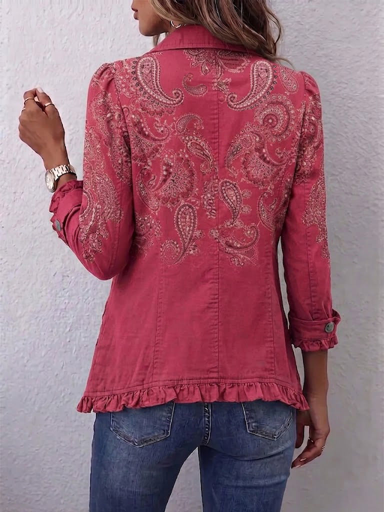 Adela - Chaqueta Estampado Paisley Rosa con Volantes - vista 2