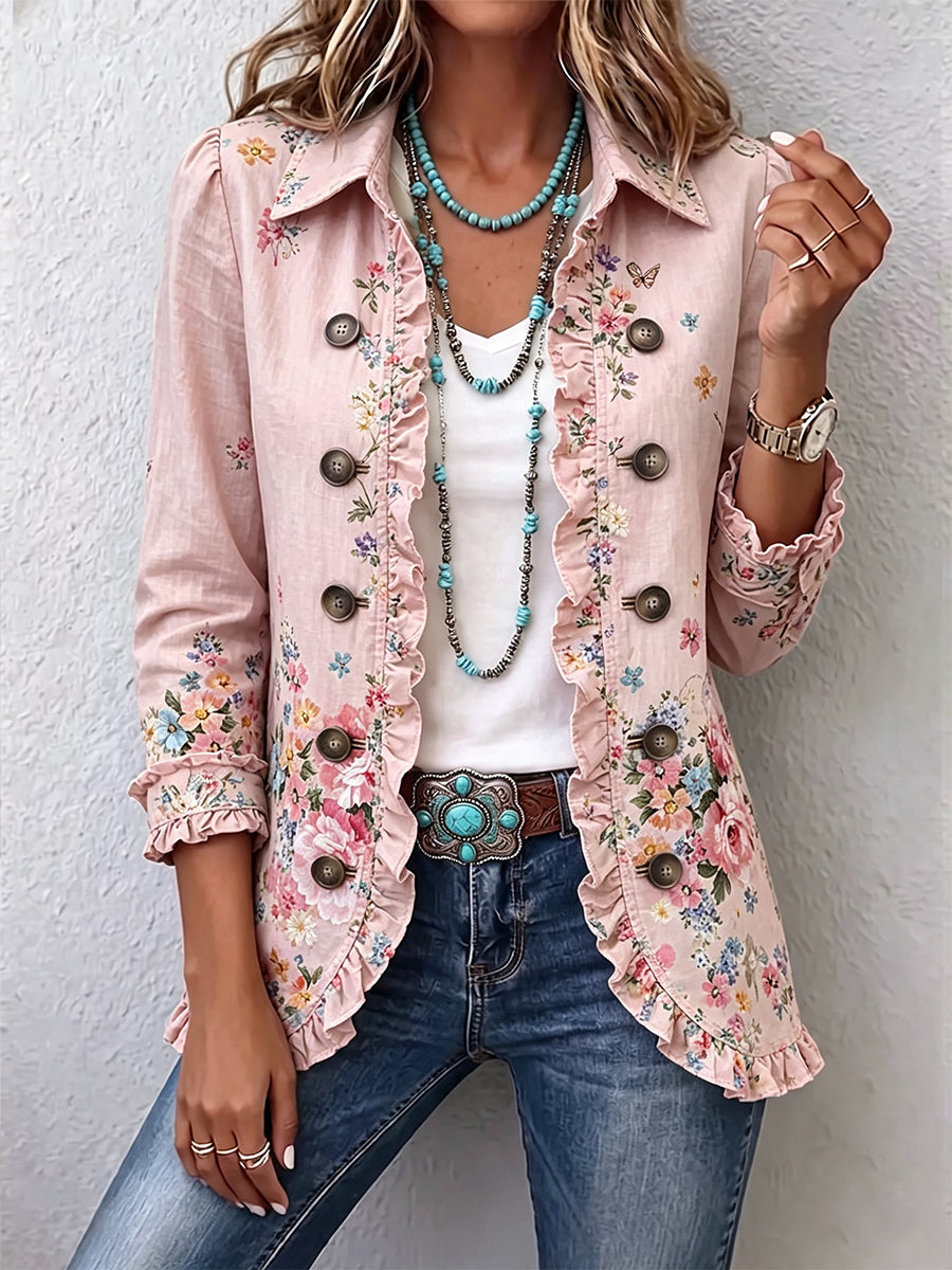 Araceli - Chaqueta Floral con Volantes y Botones - vista 1