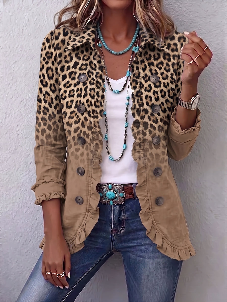 Ángeles - Chaqueta Leopardo Degradé con Volantes - vista 1