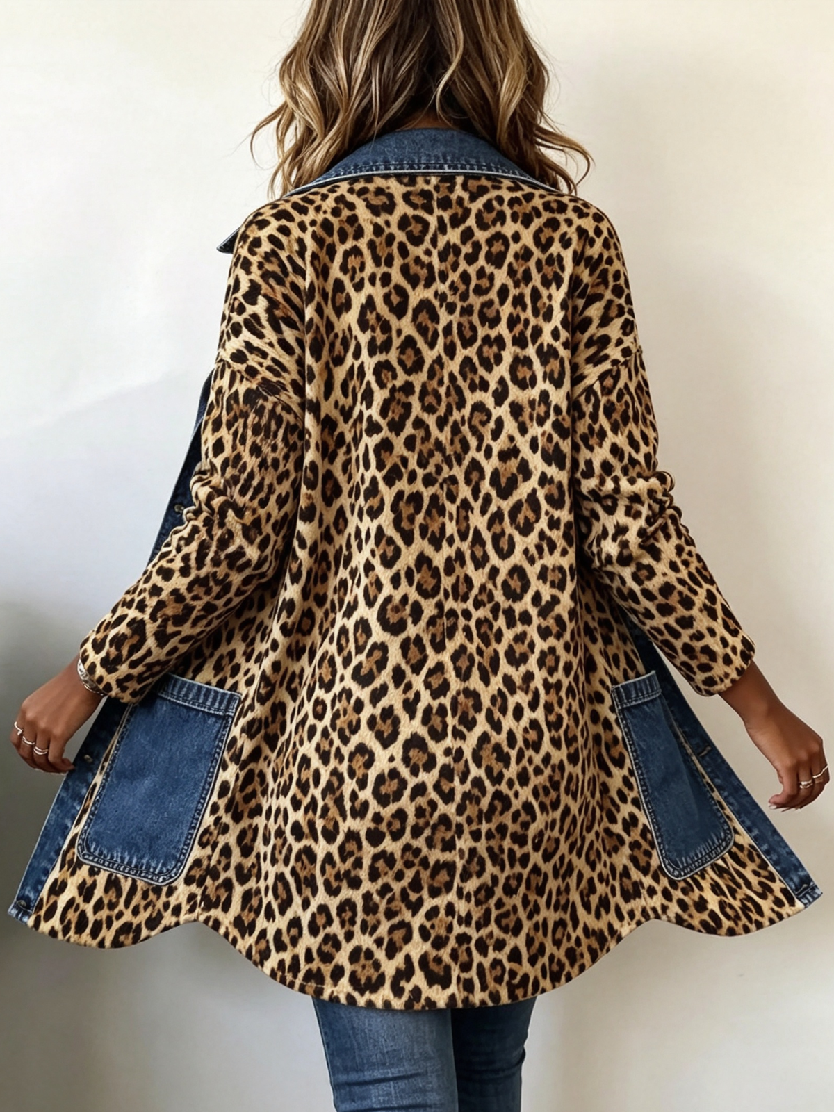 Lorena - Chaqueta Larga Leopardo con Detalles Denim - vista 4