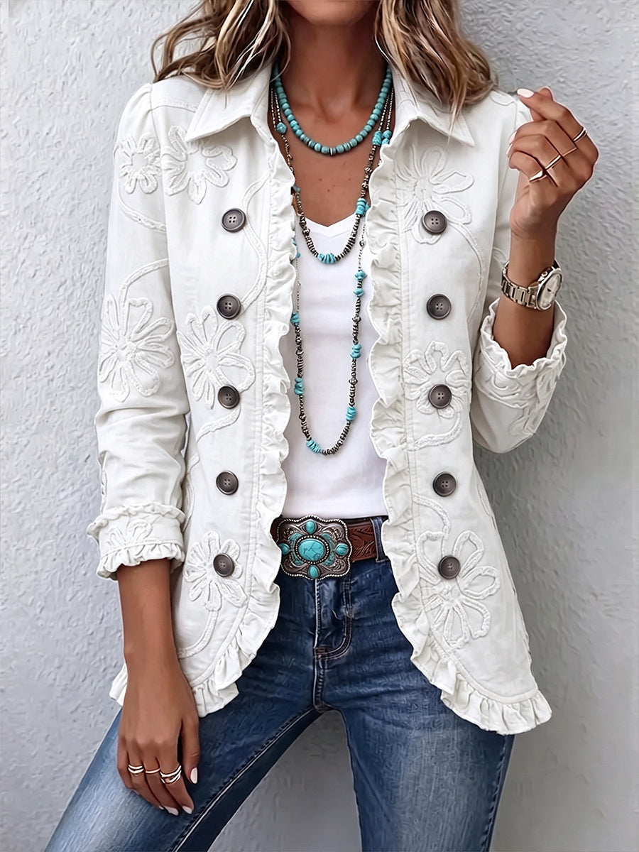 Marisol - Chaqueta Bordada Marfil con Volantes - vista 1