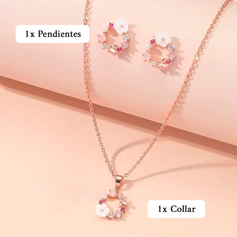 Iris™ | Elegante Collar y Pendientes de Flores