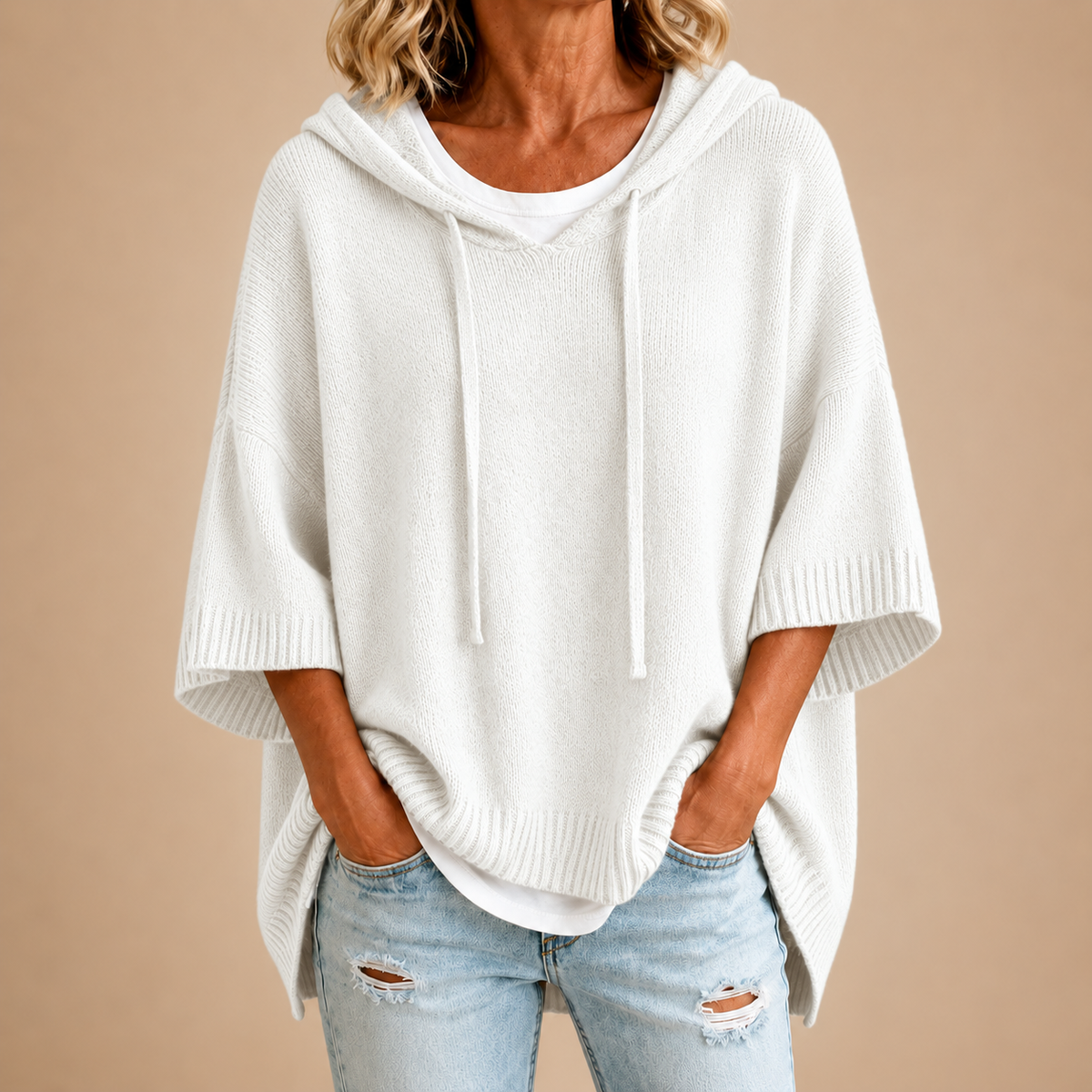 Mireya - Poncho de Punto con Capucha y Manga Tres Cuartos - vista 8