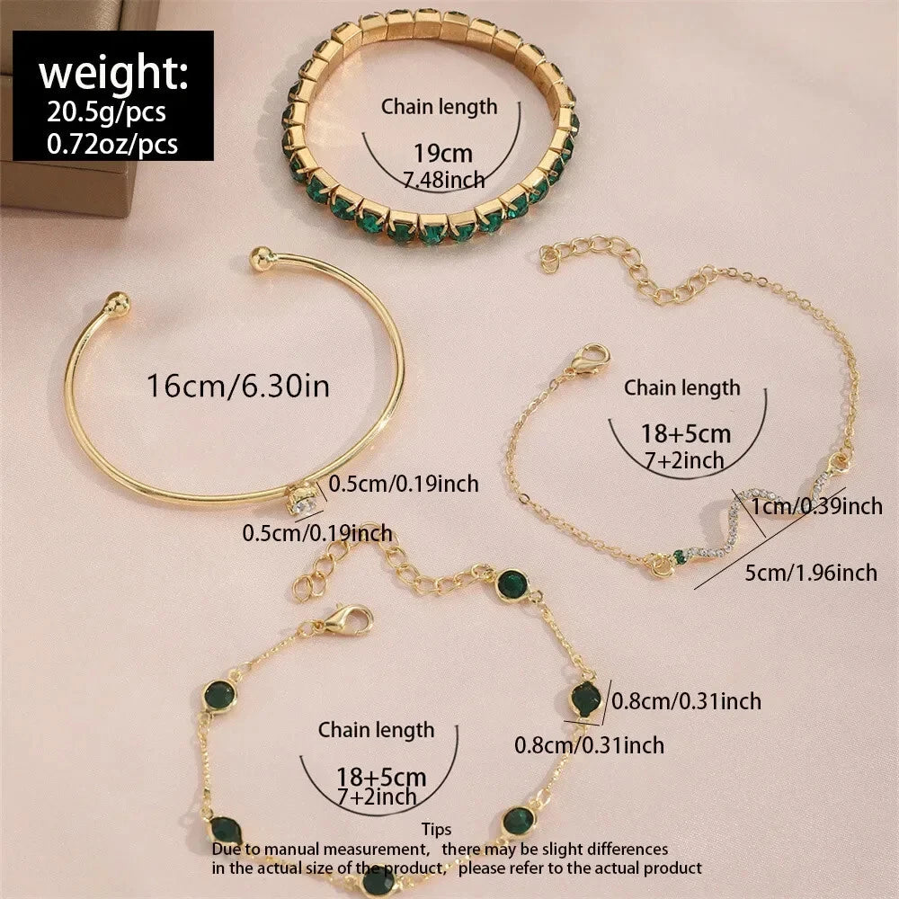 Conjunto de Pulseras Esmeralda Pura | Oro