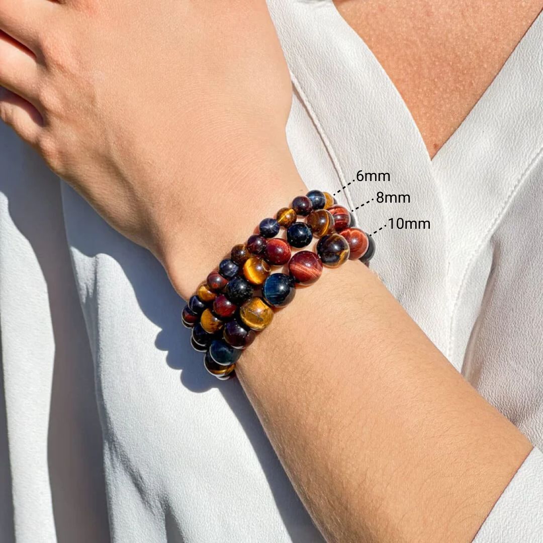 Triple Protección™ | Pulsera de Ojo de Tigre, Ojo de Toro y Ojo de Halcón
