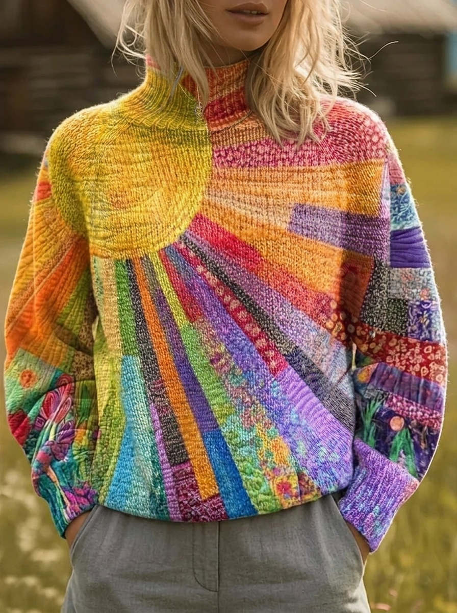 Flora - Suéter de Cuello Alto con Estampado de Rayos de Sol - vista 1