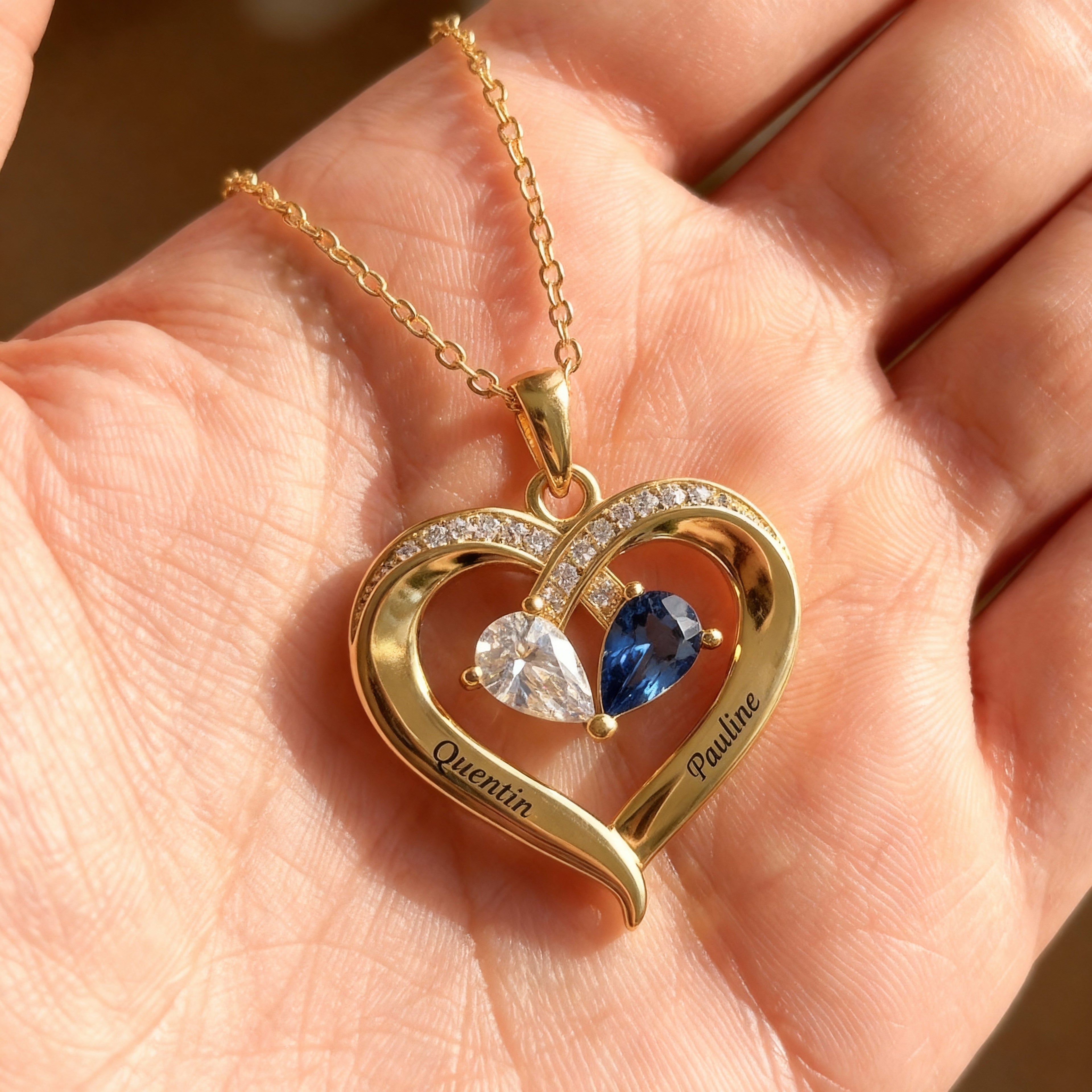 Name Necklace "Entwined Hearts"